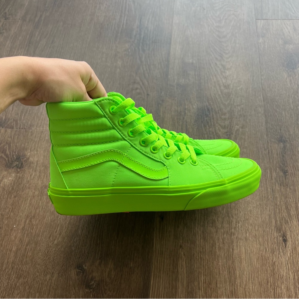 VANS High Top Skateboard Sneakers Neon Green Womens Sz 7.5 Mens Sz 6